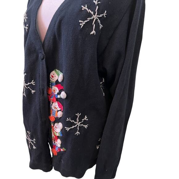 Vtg Main Street Black Hand Made Christmas Design Sweater XL - Picture 6 of 7
